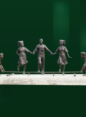 少数民族竹竿舞风俗小品玻璃钢人物铜雕塑园林广场户外景观摆件