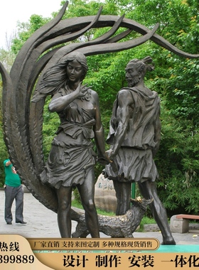 玻璃钢古代大禹治水园林人物雕塑