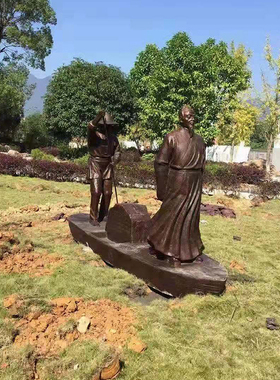渔民古代人物玻璃钢仿铜户外