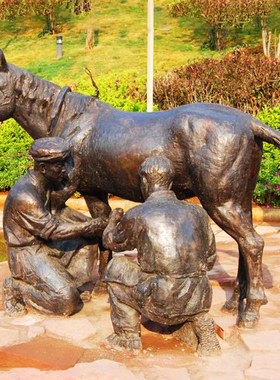 拉马人仿铜玻璃钢雕塑步行街户外不锈钢铸铜城市大型景观园林摆件