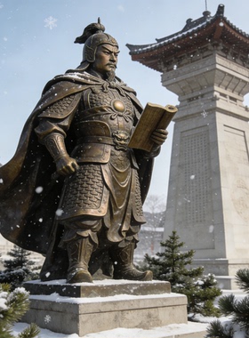 古代将军爱国人物尽忠报国主题铸铜人物雕像玻璃钢仿铜雕塑定制