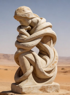 抽象艺术汉白玉花岗岩雕塑定制