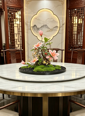 酒店餐桌花艺仿真绿植花卉装饰餐厅桌面摆件永生苔藓微景观造景