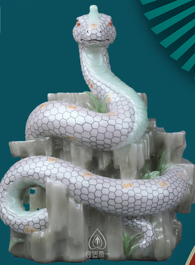 心造十二生肖蛇佛像汉白玉摆件