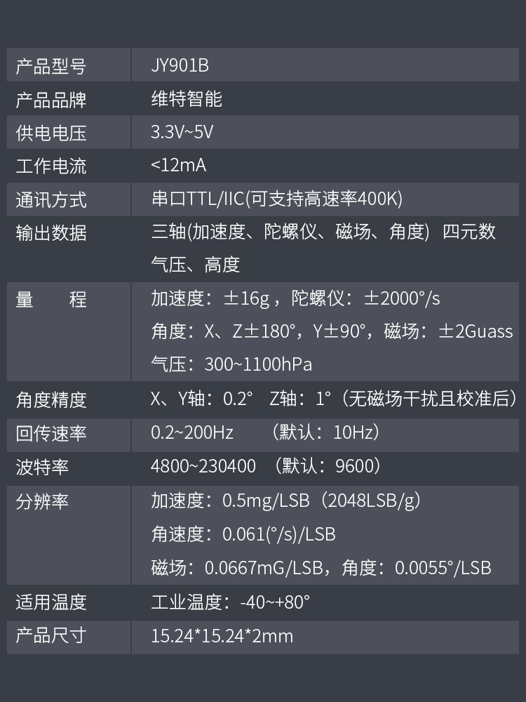 高精度10轴加速度陀螺仪模块磁力计气压角度传感器JY901B-图3