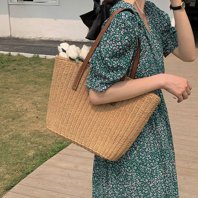 小众草编包2022新款夏天简约单肩包 吉耀女士包袋