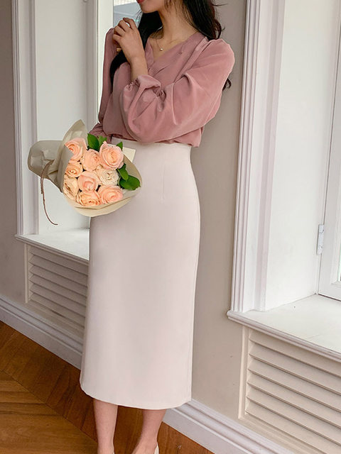 New spring and summer mid-length one-step suit skirt