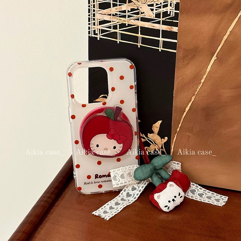 磁吸支架适用oppoA3/reno10/4se手机壳findx7/5pro小众波点A56/32/57红樱桃kt猫K11x/97/93s/8软套可爱少女款 - 图1