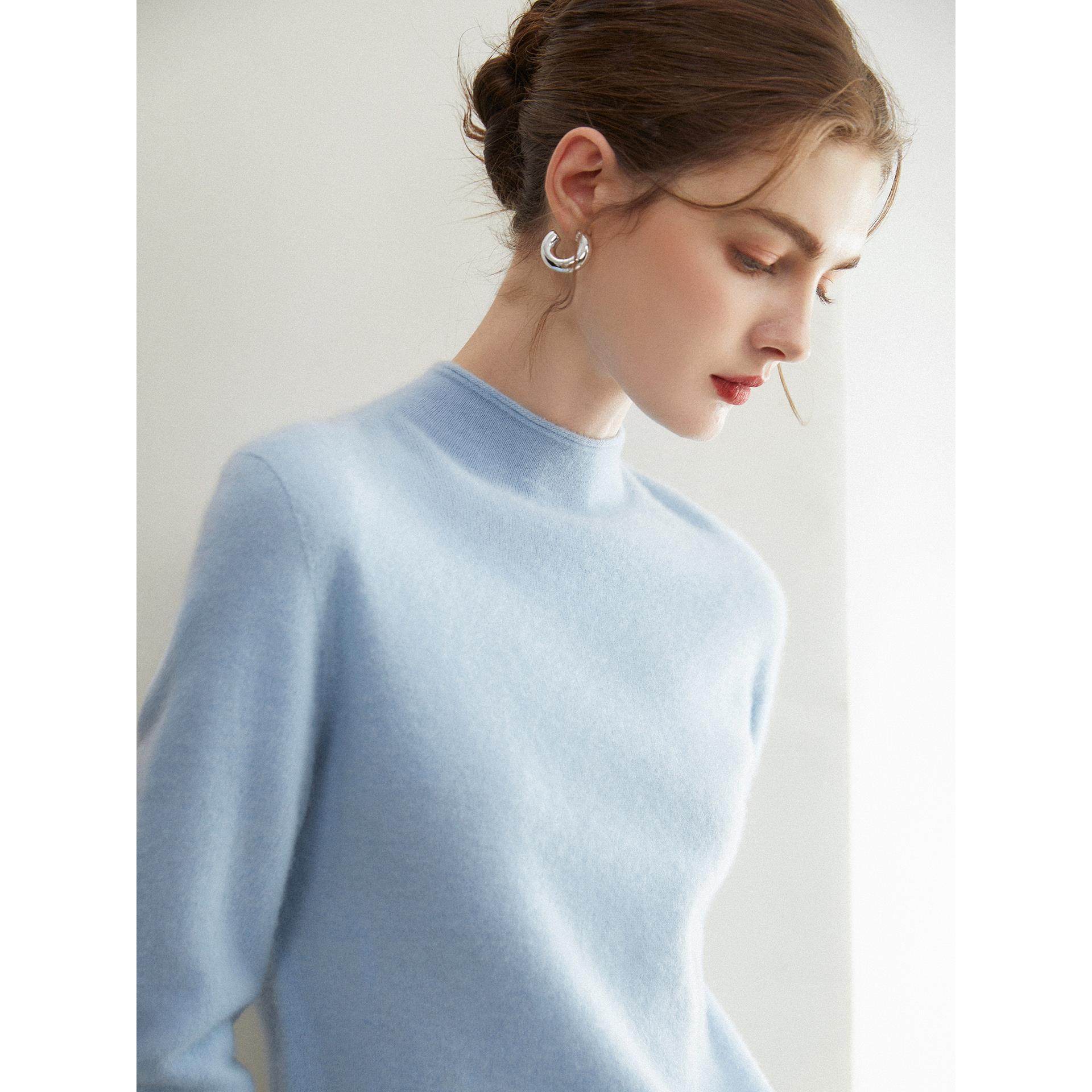 无缝一线成衣~超细绒系列 100%纯山羊绒衫女半高领针织打底衫毛衣,淘宝优惠券,粉丝福利购,淘宝优惠卷