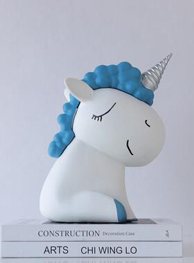 简约可爱独角兽树脂摆件家居公创意装饰品儿童房潮玩摆设
