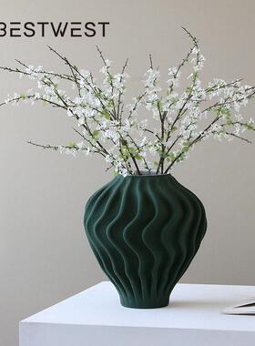 博西家居陶瓷花摆件客厅插花景德镇瓷器级感干花复古玄关餐桌