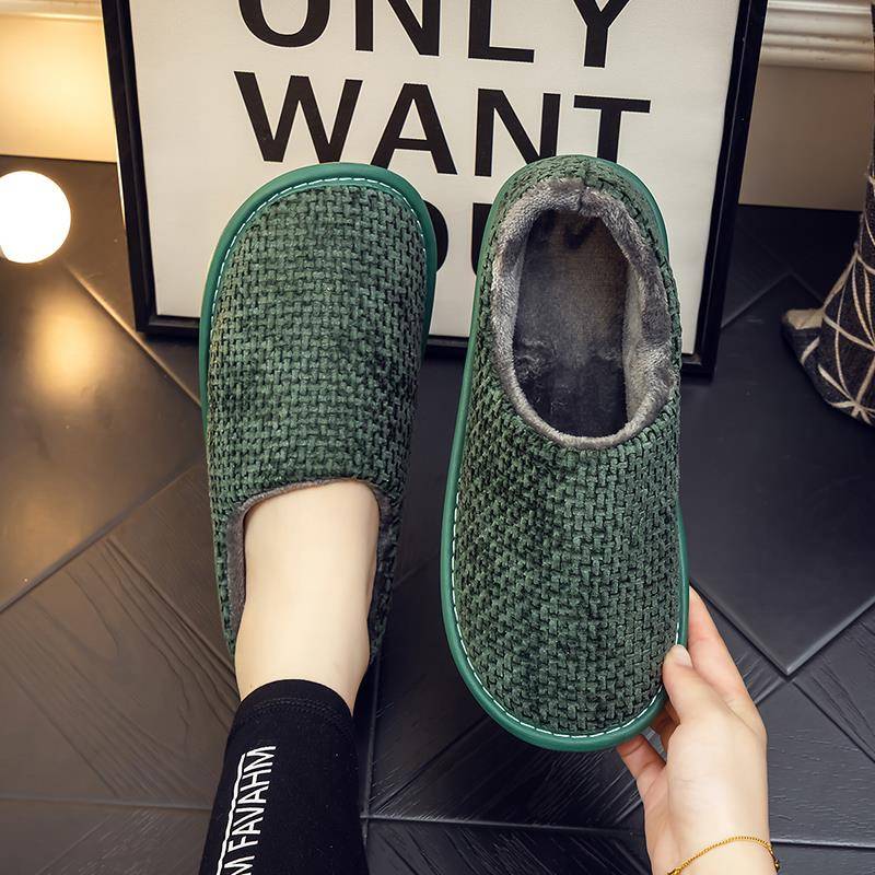 秋冬季家用包跟拖鞋男女情侣室内居家防滑木地板软底家居布1119h - 图2