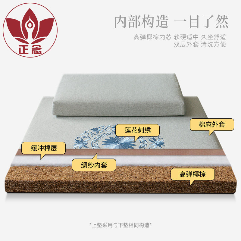 正念苏绣禅修打坐垫加厚跪拜垫莲花跪垫家用冥想垫榻榻米四季蒲团