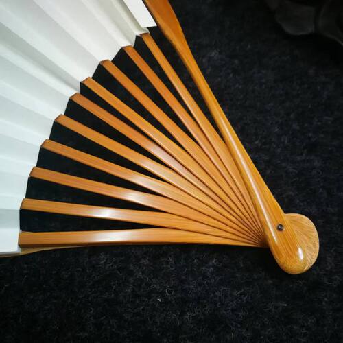 浙派名家丁新春 陈向95寸精工老料玉竹扇骨手工文玩扇子大茄头 - 图2