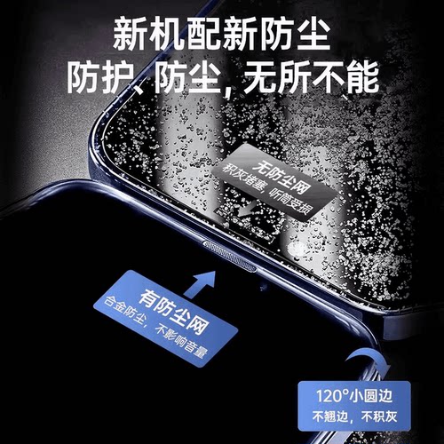 适用苹果16promax听筒防尘钢化膜iPhone15手机膜17新款12/13防窥14防摔11全屏高清xr全包覆盖16plus保护贴膜 - 图0