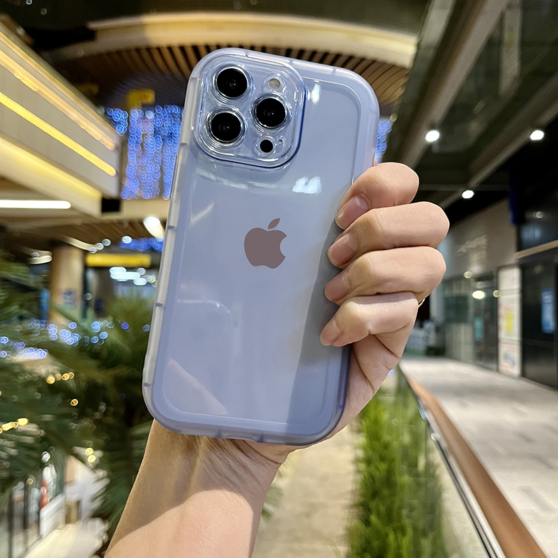 苹果13简约手机壳适用iphone11硅胶15新款xsmax全透明12pro气囊xr圆防摔套不发黄14plus保护套 - 图1