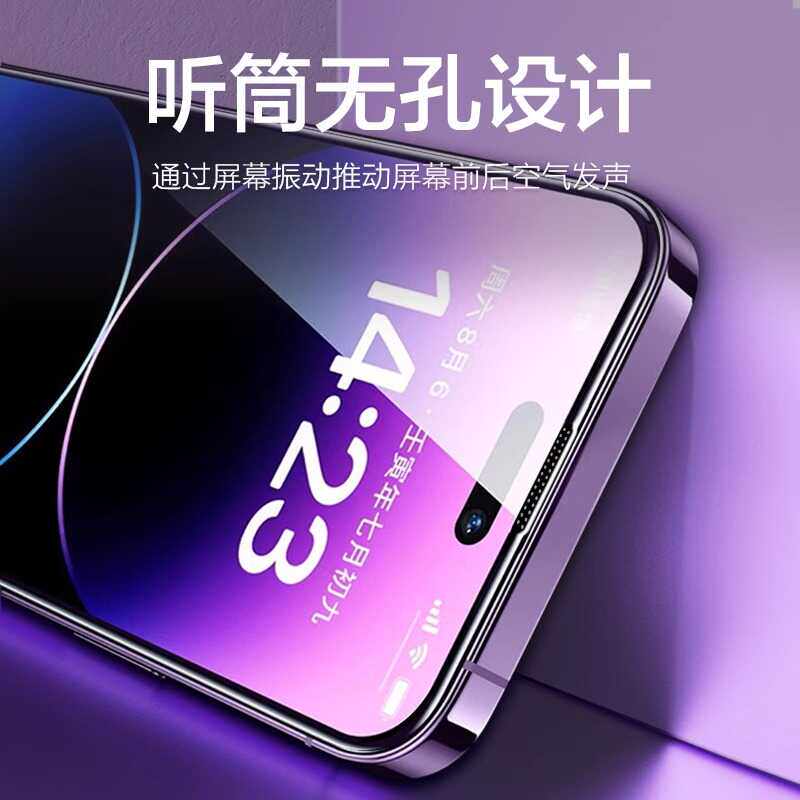 适用新款苹果16ProMax防窥钢化膜iPhone15手机膜12/13无尘仓14Pro无孔膜17贴膜神器16Plus全屏防窥膜X秒贴XR