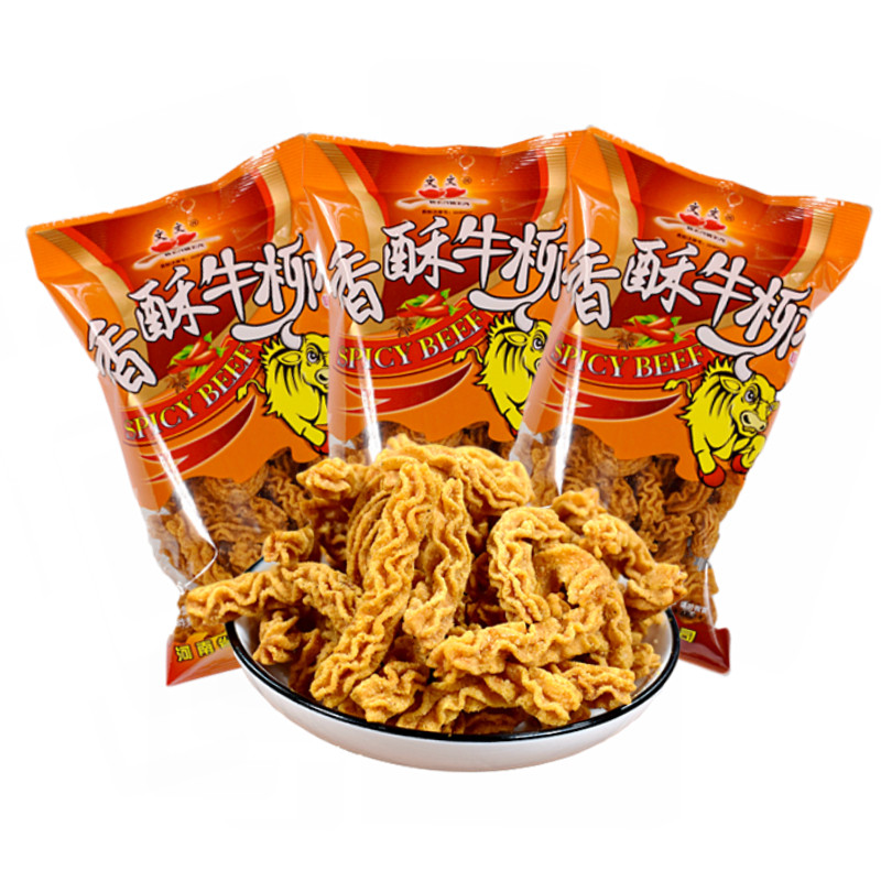 抖音香酥牛柳味比萨卷油炸散装锅巴 西襄记膨化食品