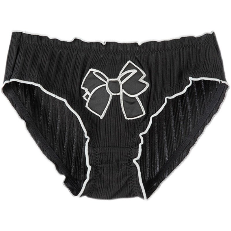 秋冬螺纹棉蝴蝶结内裤少女日系甜美可爱荷叶边中腰纯棉裆三角裤头,淘宝优惠券,粉丝福利购,淘宝优惠卷