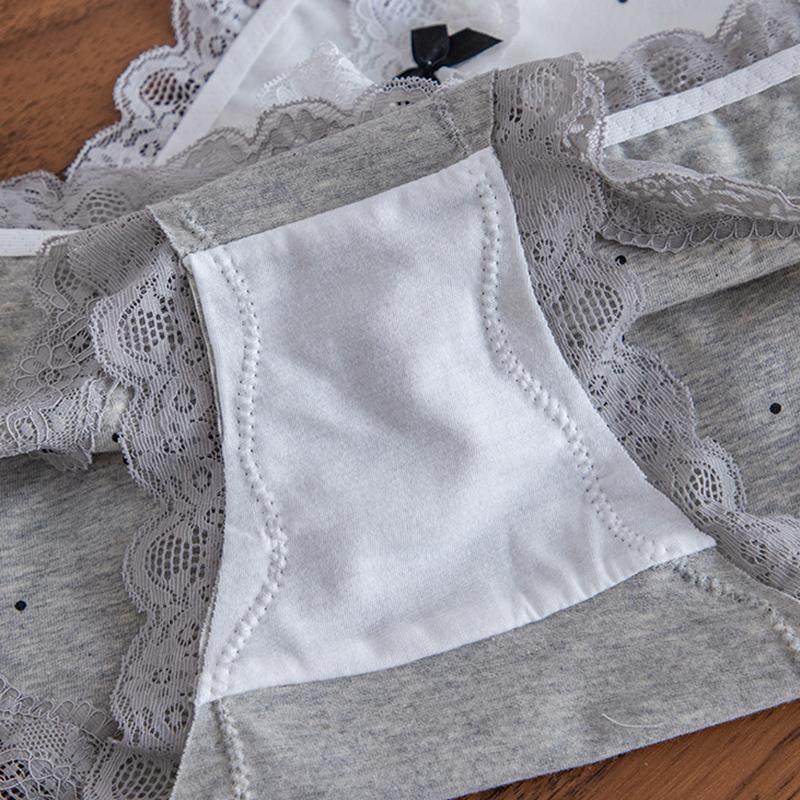 法式蕾丝边女士内裤纯棉裆2025秋冬新款可爱小圆点纯欲风三角短裤,淘宝优惠券,粉丝福利购,淘宝优惠卷