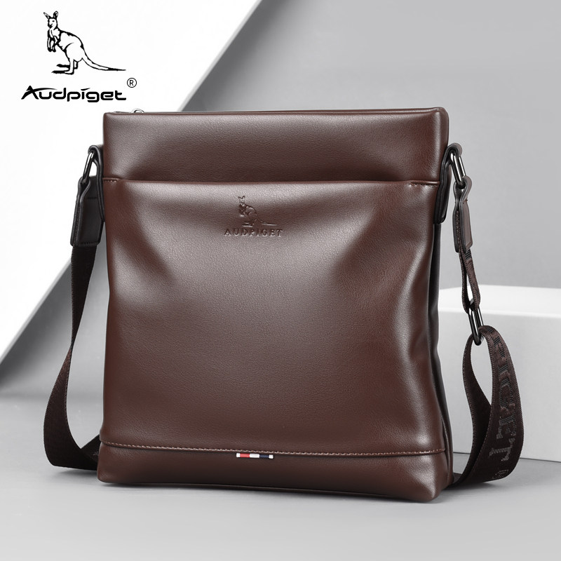 杜彼袋鼠商务休闲竖款皮包单肩包 audpiget杜彼男士包袋