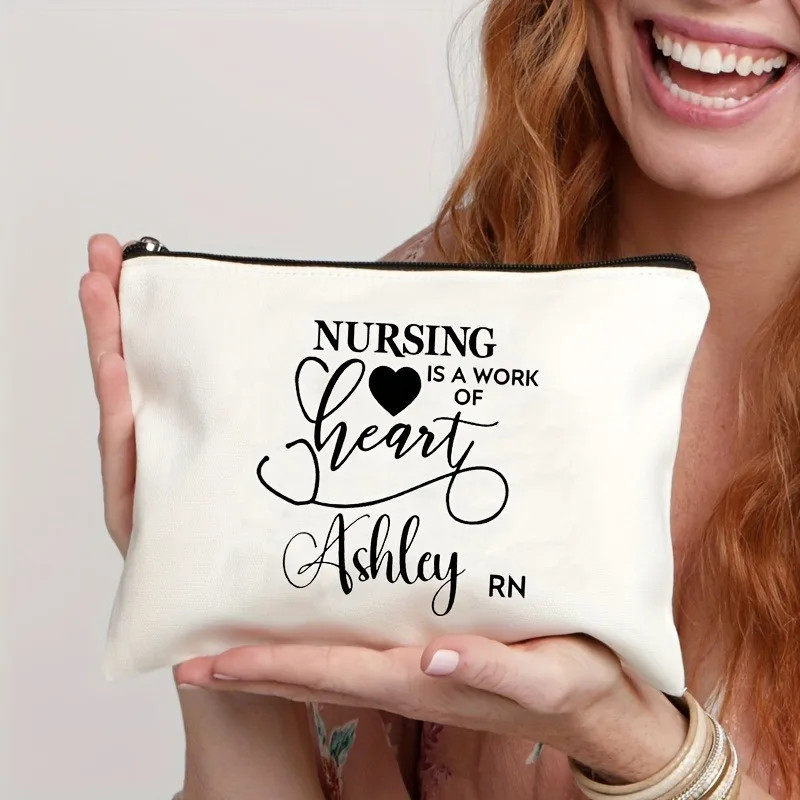 护士图案女式化妆包便携式旅行帆布收纳袋拉链钱包女孩礼物,淘宝优惠券,粉丝福利购,淘宝优惠卷