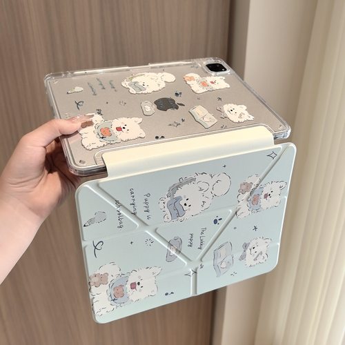 适用2025新款苹果ipad11代保护壳Y型+三折iPad Air7/6带笔槽11英寸10.2卡通ipad Pro2024平板8套第10代10.9寸 - 图3