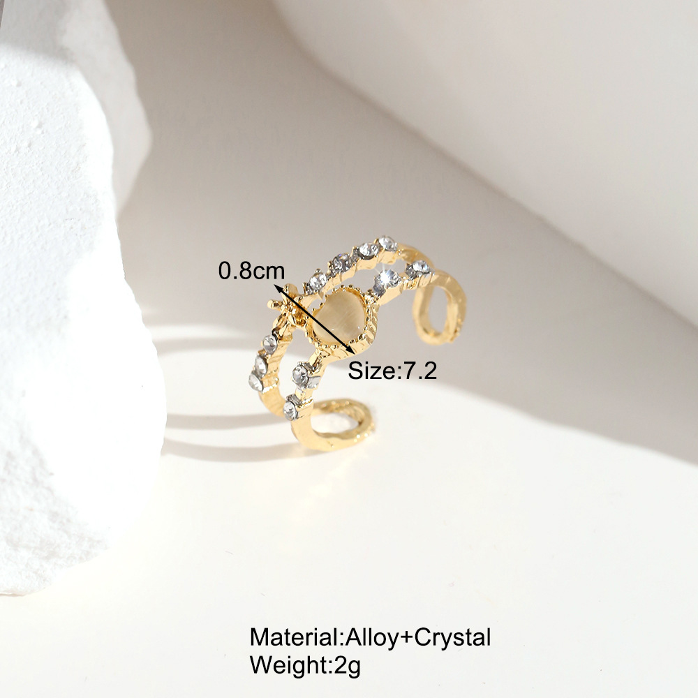 食指戒轻奢潮yellow Diamond love open rings index finger ring - 图0