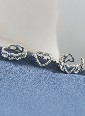 镂空爱心戒指设计感冷淡风女指环