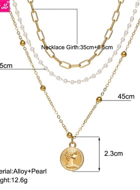 金色层叠珍珠项链ins女