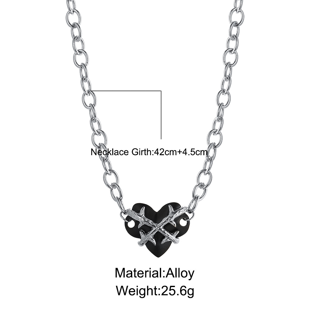 sweet hip hop Love pendant necklace thick chain choker 项链 - 图1