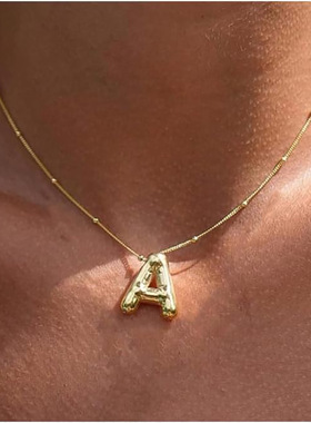 Letter necklace, chubby balloon necklace pendant, women's