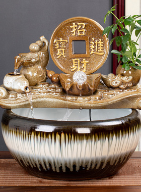 中式陶瓷循环流水鱼缸增氧过滤器