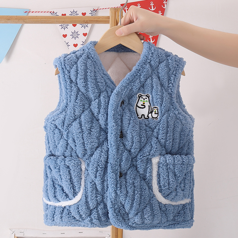 儿童夹棉背心男孩内胆加绒宝宝马甲睡衣内穿加厚款中大童家居服