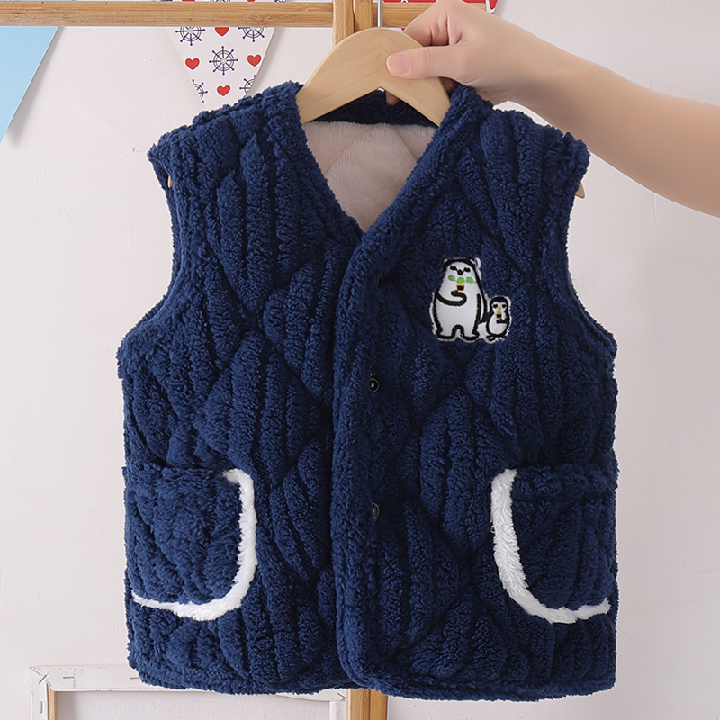 儿童夹棉背心男孩内胆加绒宝宝马甲睡衣内穿加厚款中大童家居服