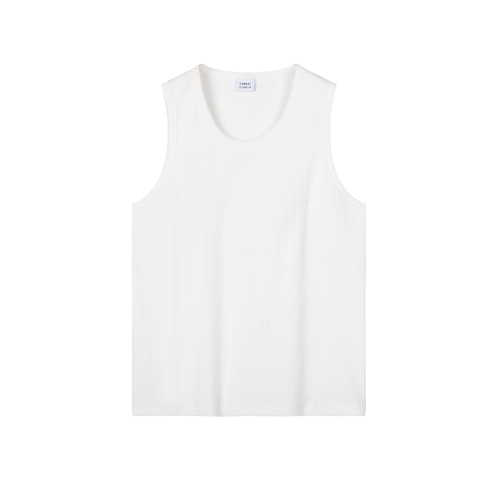 SANBAI 叁佰【立体坑条背心】男夏季新款健身运动纯色宽松打底衫 - 图2