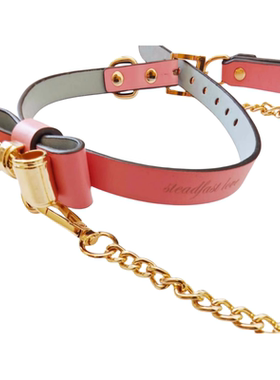 蝴蝶结项圈定制刻字choker皮质复古参颈环puppy小狗链K8K9牵引绳