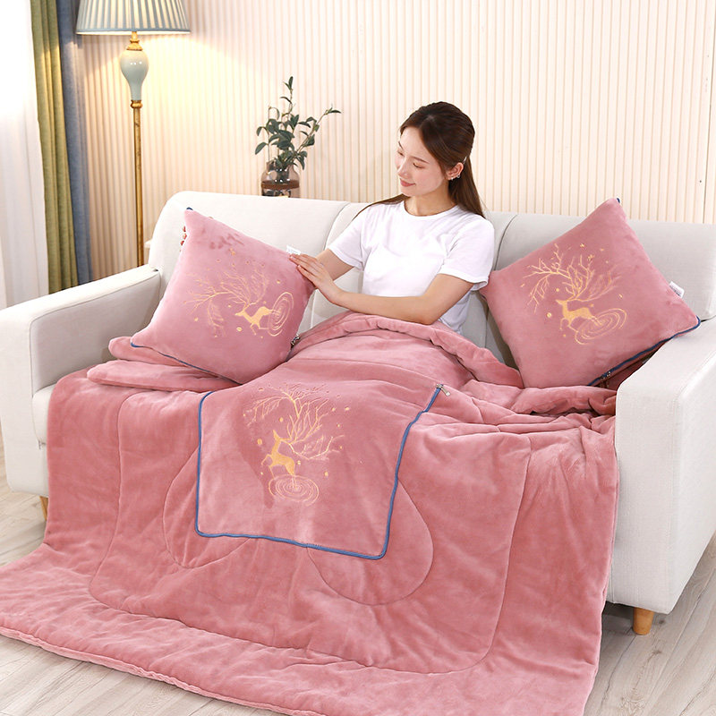 加厚双面牛奶绒办公午睡车载靠垫一枕两用加大号可以机洗不掉毛,淘宝优惠券,粉丝福利购,淘宝优惠卷