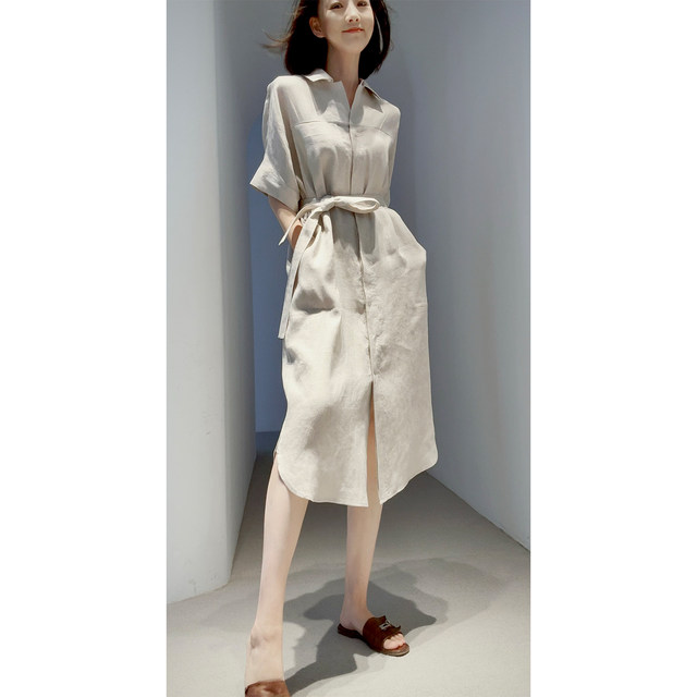 Linen ເຄື່ອງປັບອາກາດທໍາມະຊາດສົດຊື່ນ Dress ແສງສະຫວ່າງ breathable