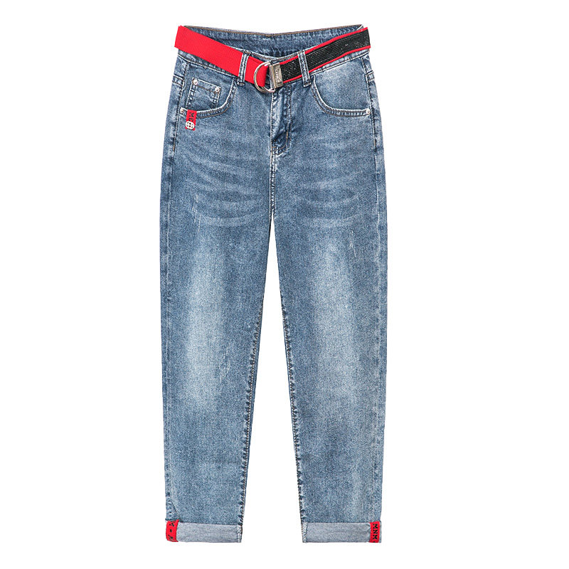 牛仔七分裤女夏2020新款韩版小脚裤 韩嘟猫牛仔裤