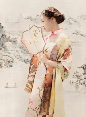 姚苏绣印染中国梦花韵真桑蚕丝巾