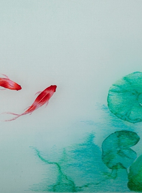 双面苏绣锦上添福荷花鲤如鱼得水