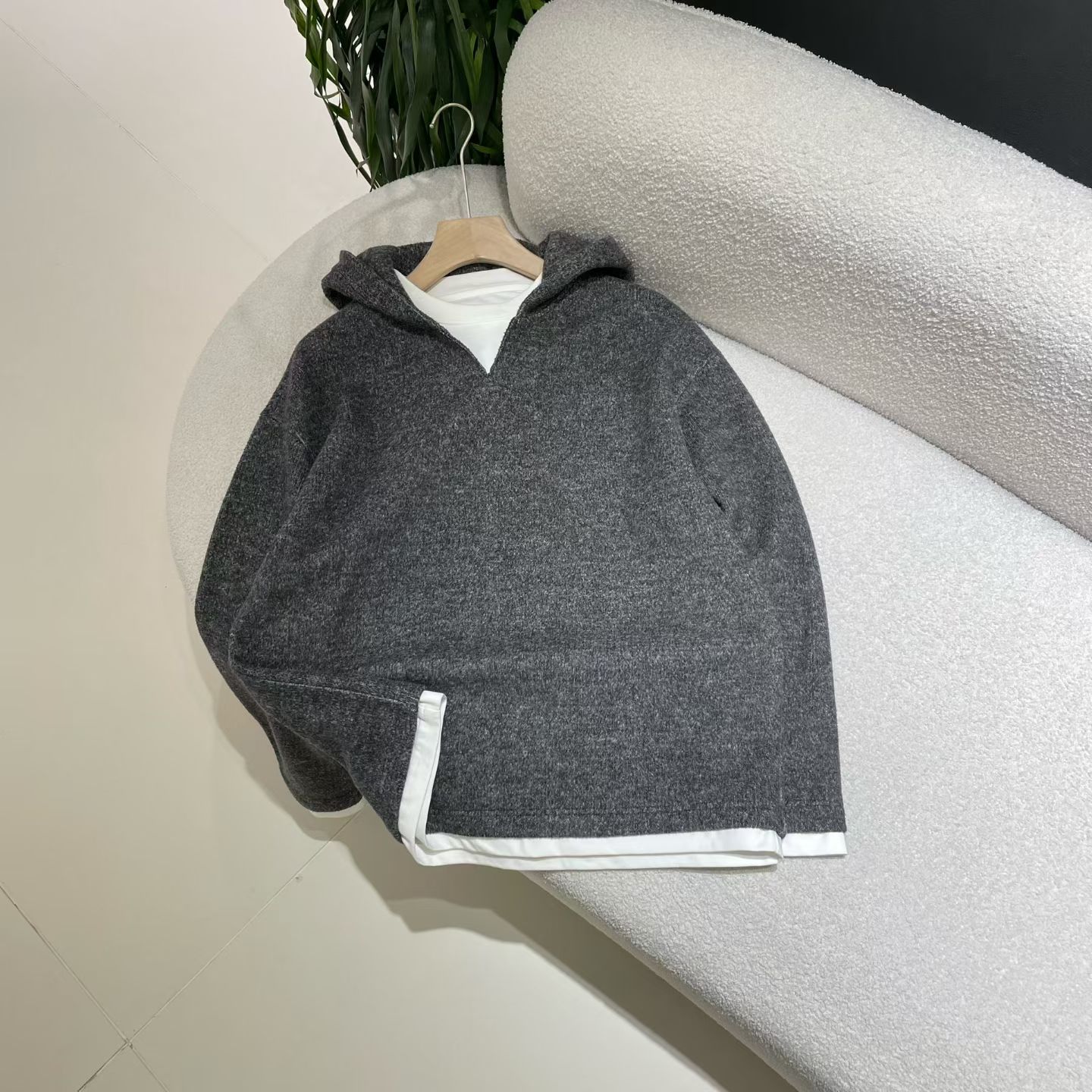 2025款秋冬连帽套头卫衣男宽松休闲百搭长袖潮牌帅气加绒潮流韩版 - 图1