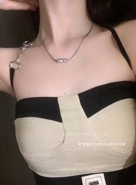 通勤百搭方糖宝石锁骨链