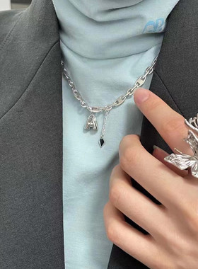 钢制锁骨毛衣链嘻哈项链