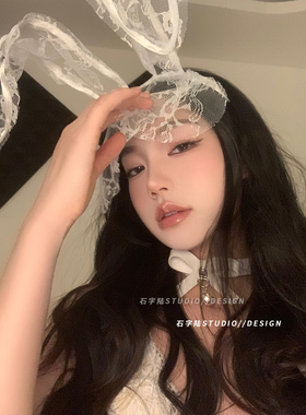 主播蕾丝性感兔女郎耳朵面罩发卡