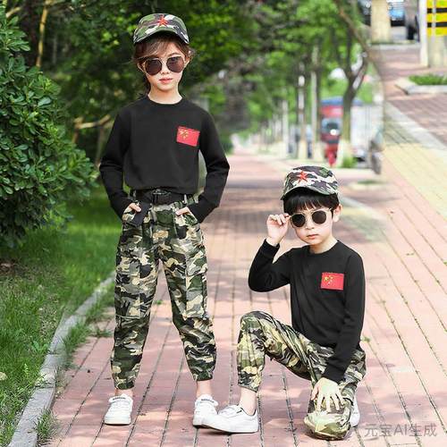 六一儿童军训迷彩小学生夏令营特种兵儿童演出服套装校服短袖童装 - 图0