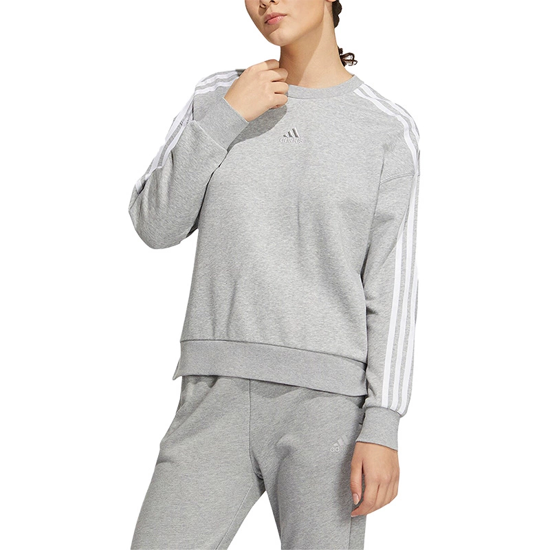 正品Adidas/阿迪达斯卫衣女款冬季圆领套头三条纹长袖上衣 HM7079