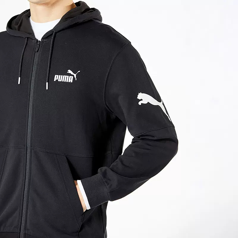 正品PUMA/彪马男子新款简约运动休闲连帽针织夹克外套 676668-01-图2