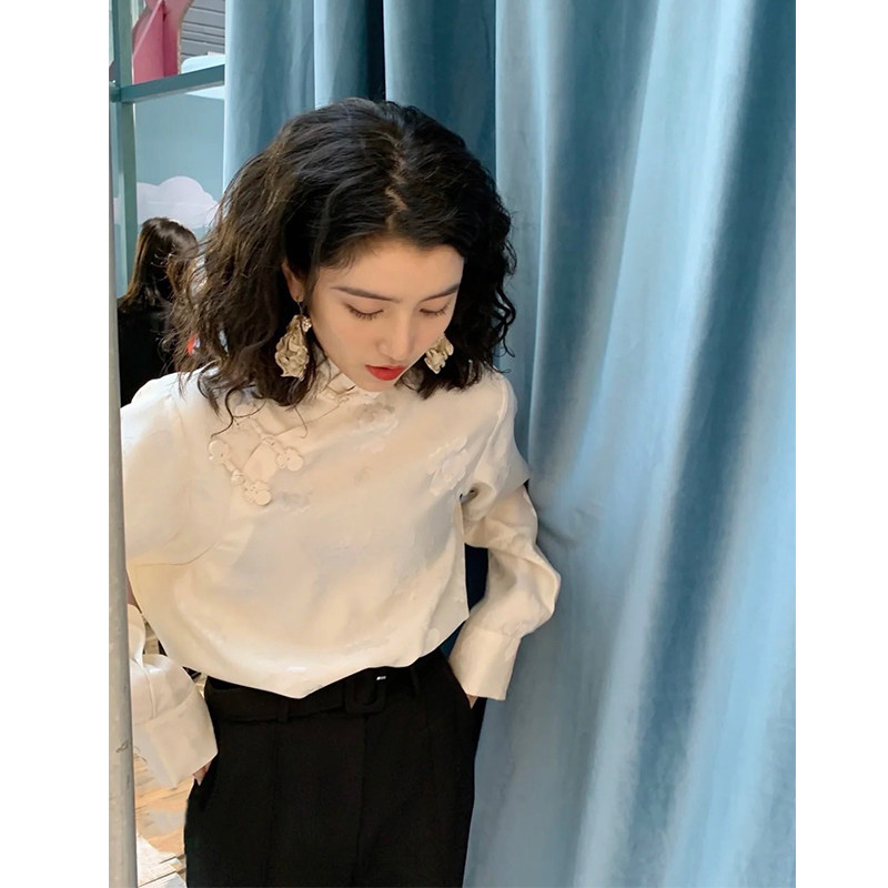 中式唐装提花女早春高级设计感衬衫 蒂曼芳衬衫